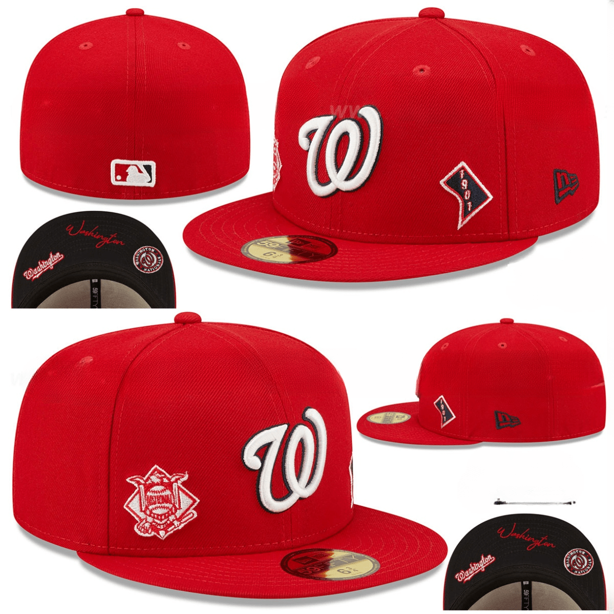 Official Washington Nationals MLB Fitted Hat – Premium Red Design with Team Logo and Side Patches — view 1