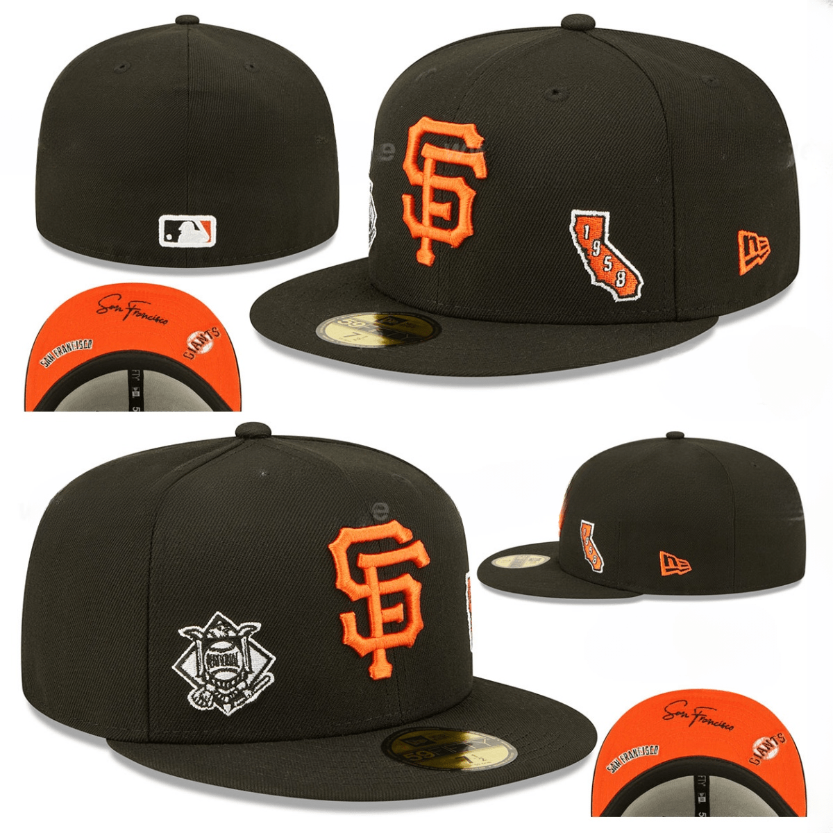 San Francisco Giants 1958 California Patch Black Fitted Hat – MLB Commemorative Edition — view 1