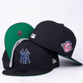 New York Yankees Black Fitted Hat with Green Underbill and World Series Patch — view 1