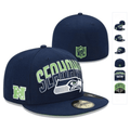Seattle Seahawks Navy Fitted Hat with Team Graphics and NFL Logo — view 1