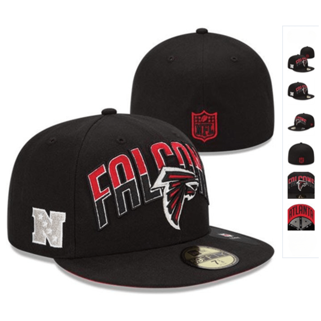 Atlanta Falcons Black Fitted Hat with Team Graphics and NFL Logo — view 1
