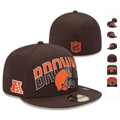 Cleveland Browns Brown Fitted Hat with Team Helmet and NFL Branding — view 1