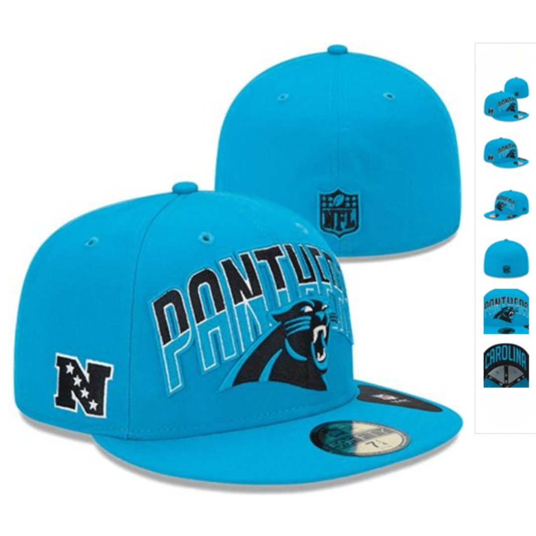 Carolina Panthers Blue Fitted Hat with Team Logo and NFL Design — view 1