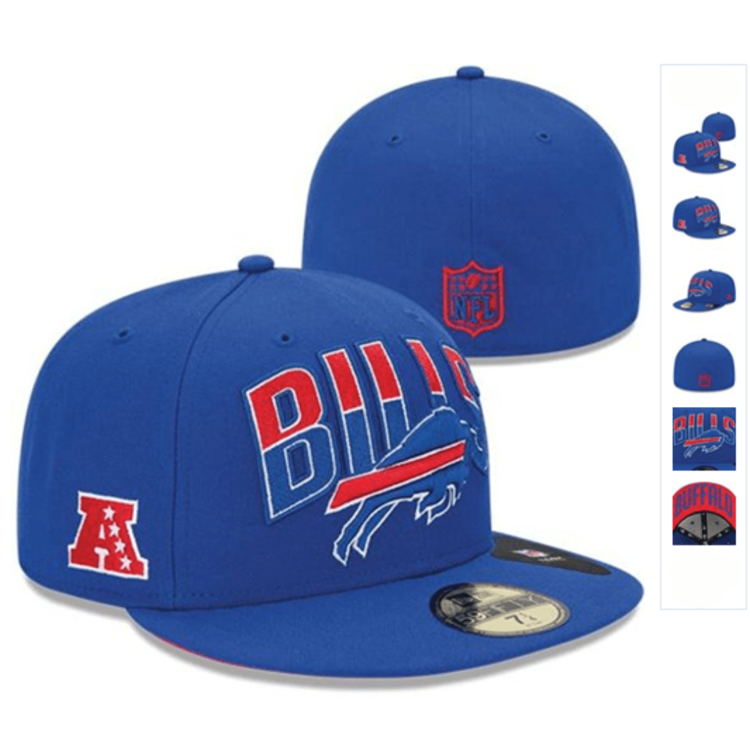 Buffalo Bills Blue Fitted Hat with Team Logo and AFC Patch — view 1