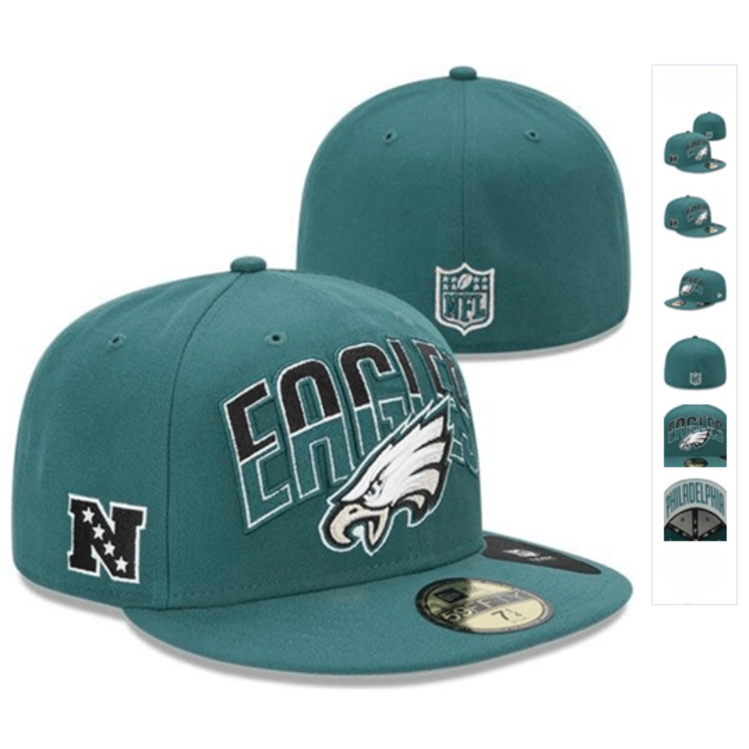 Philadelphia Eagles Green Fitted Hat with Team Logo and NFC Patch — view 1