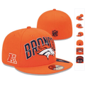Denver Broncos Orange Fitted Hat with Team Logo and AFC Patch — view 1