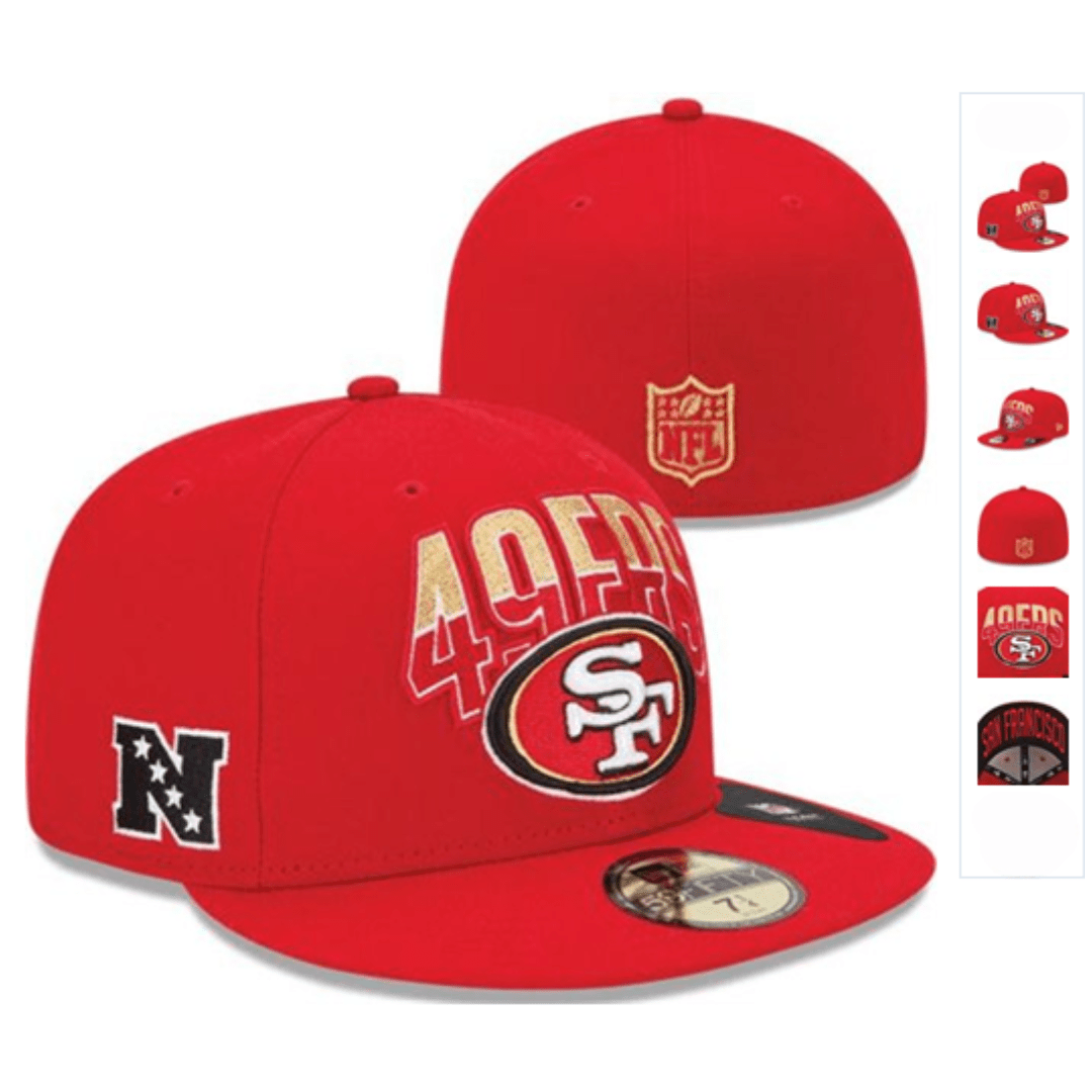 San Francisco 49ers Red Fitted Hat with Team Logo and NFC Patch — view 1