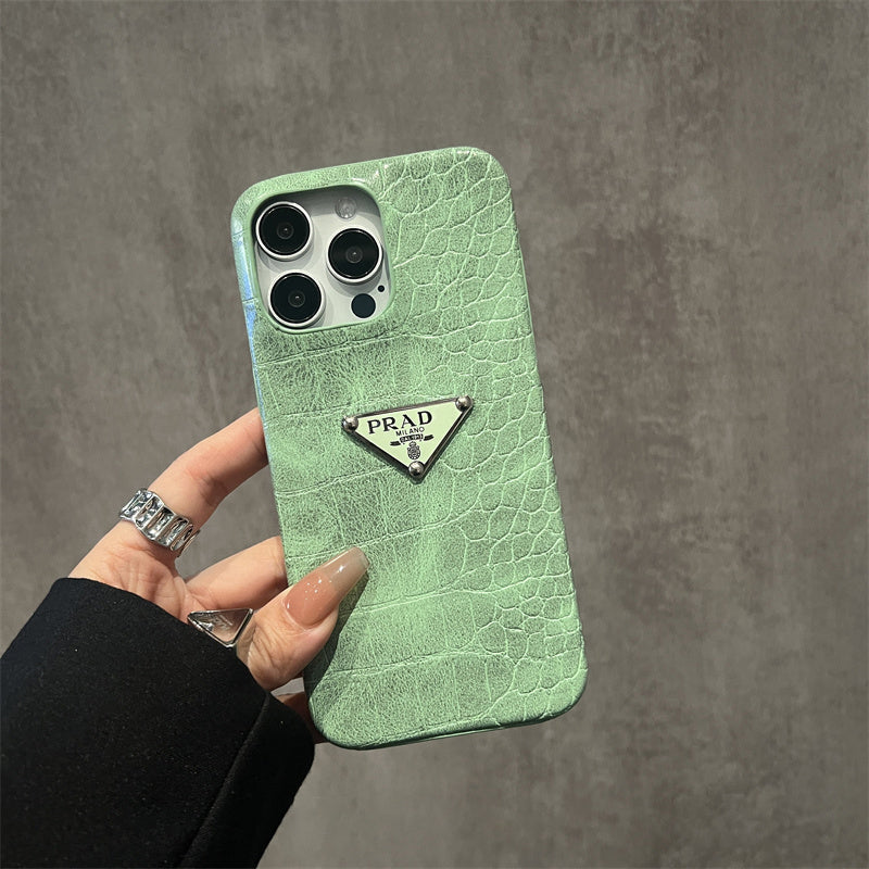 Prada Green Croco Embossed Leather iPhone Case — view 1