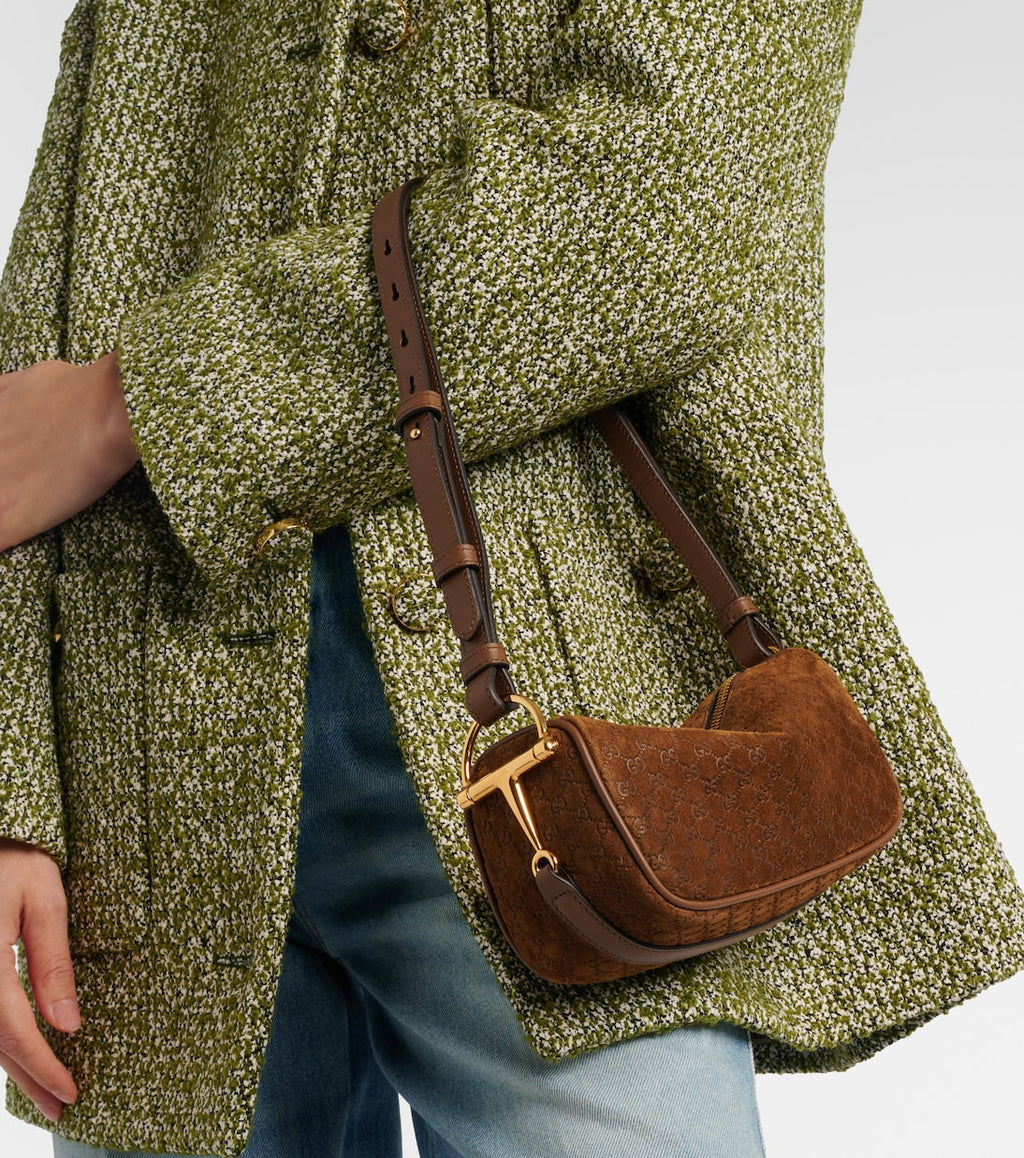 Gucci Half Horsebit Suede Shoulder Bag — view 7