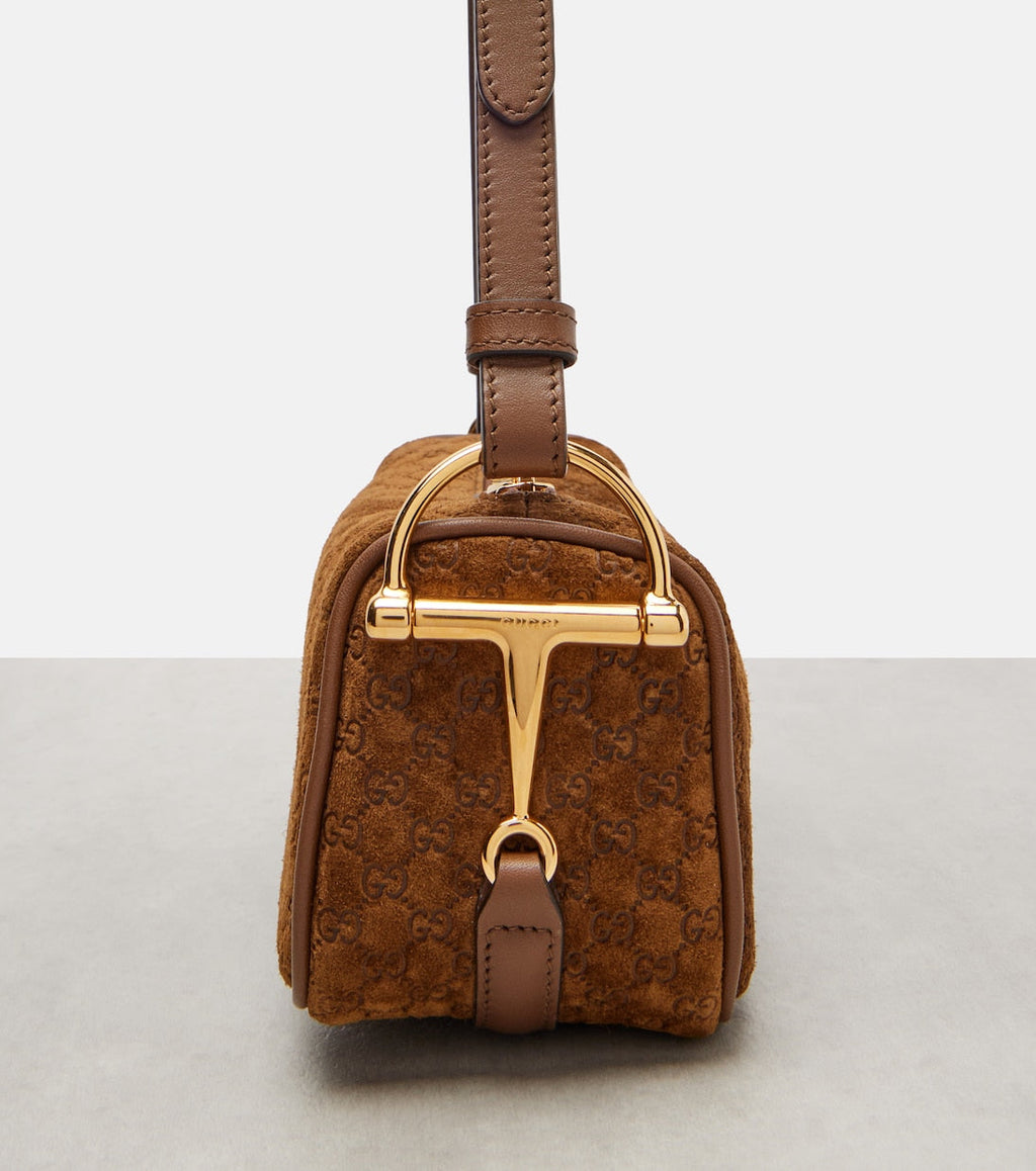 Gucci Half Horsebit Suede Shoulder Bag — view 5