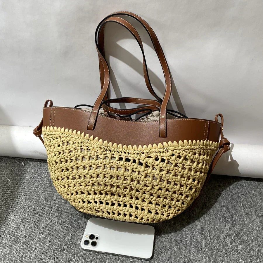 The Bree Hollow Weave Bag - Beige — view 14
