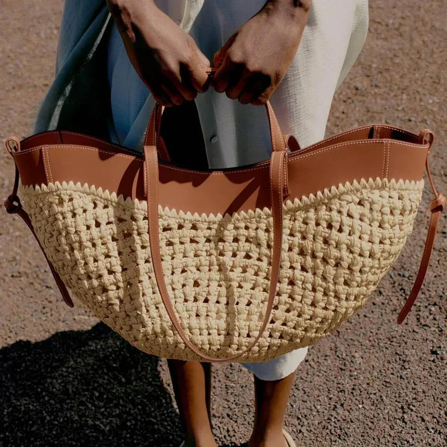 The Bree Hollow Weave Bag - Beige — view 10