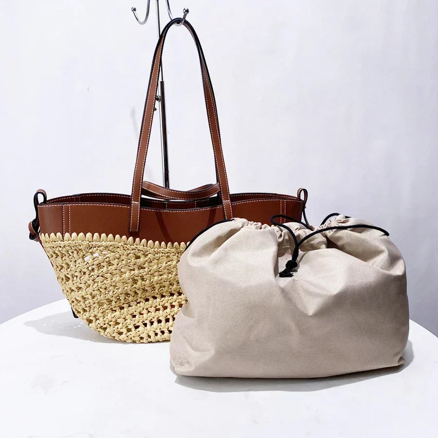 The Bree Hollow Weave Bag - Beige — view 6