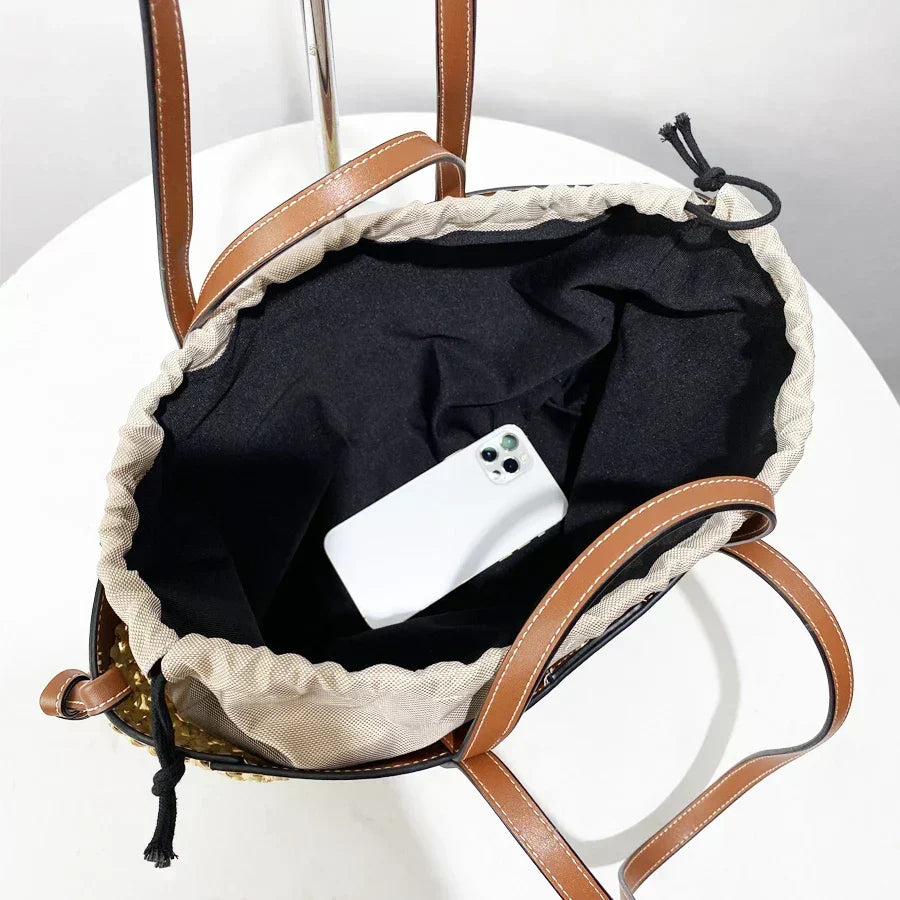 The Bree Hollow Weave Bag - Beige — view 9
