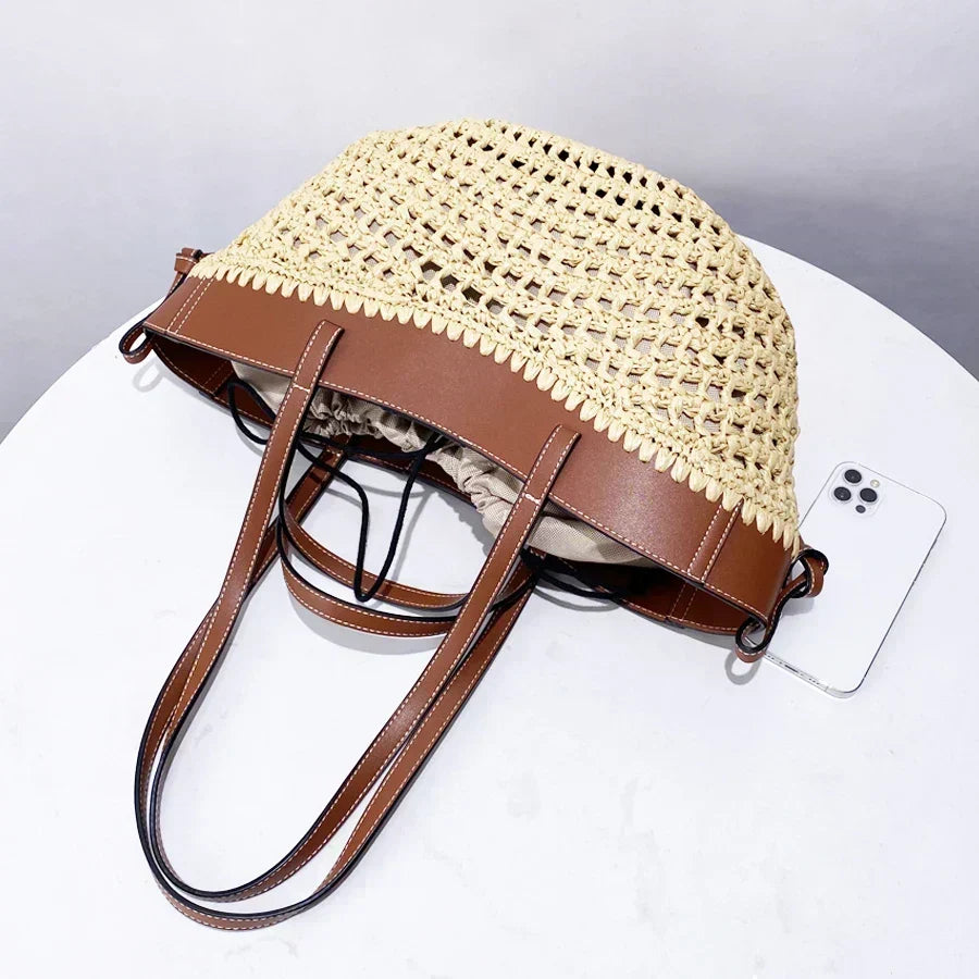 The Bree Hollow Weave Bag - Beige — view 12