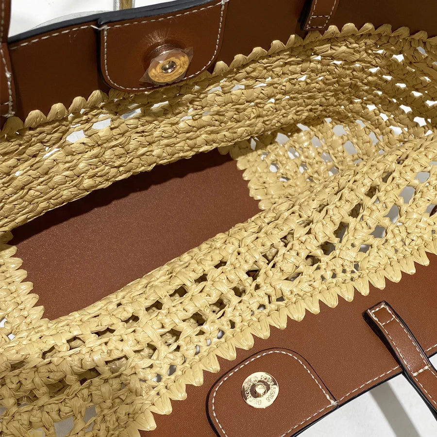 The Bree Hollow Weave Bag - Beige — view 11