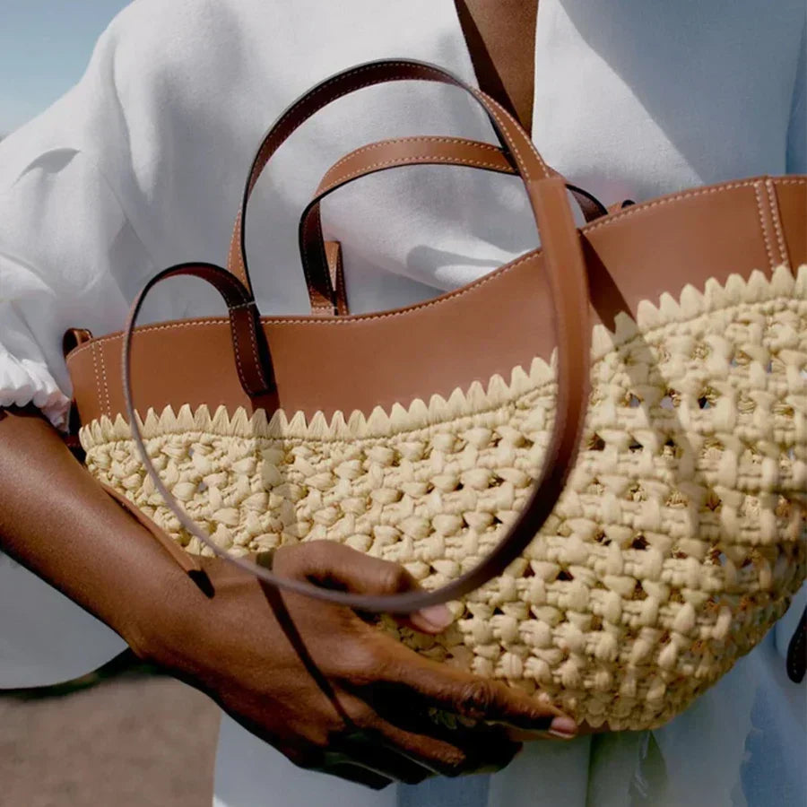 The Bree Hollow Weave Bag - Beige — view 3