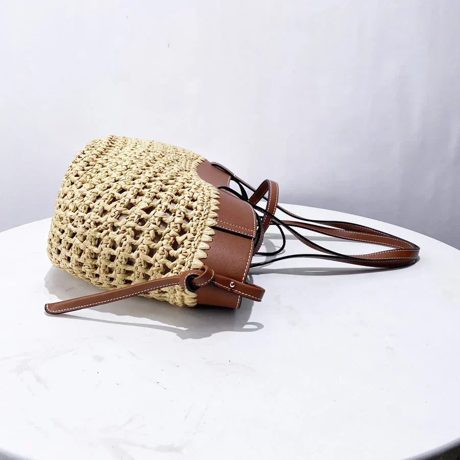 The Bree Hollow Weave Bag - Beige — view 7