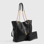 YSL Jamie 4.3 Large Pochon Leather Tote Bag - Black — view 2