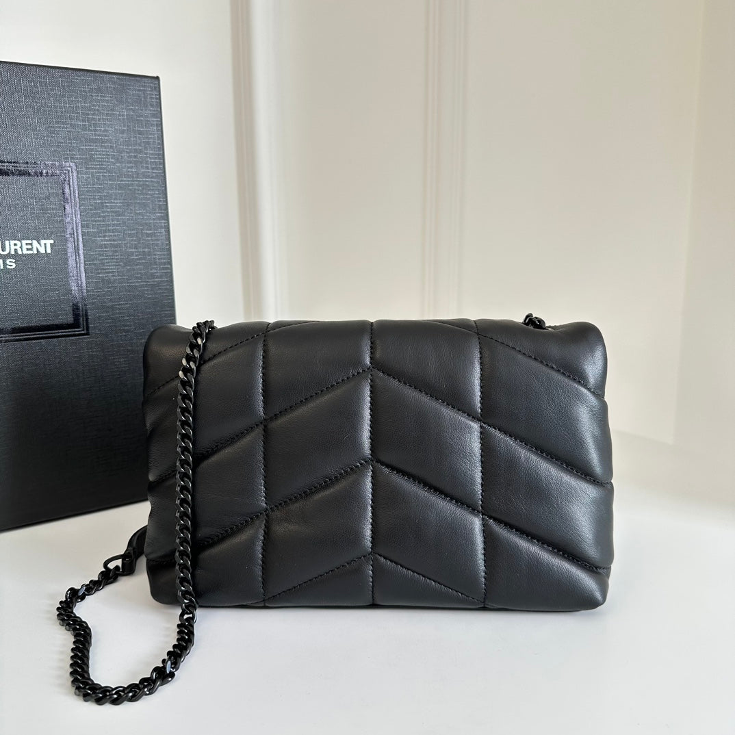 YSL Loulou Puffer Toy Bag in Quilted Lambskin Black Size 23x15.5x8.5 — view 3