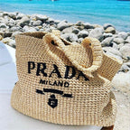 Prada Raffia Bag Handbag Beach Bag for Summer - Brown — view 6