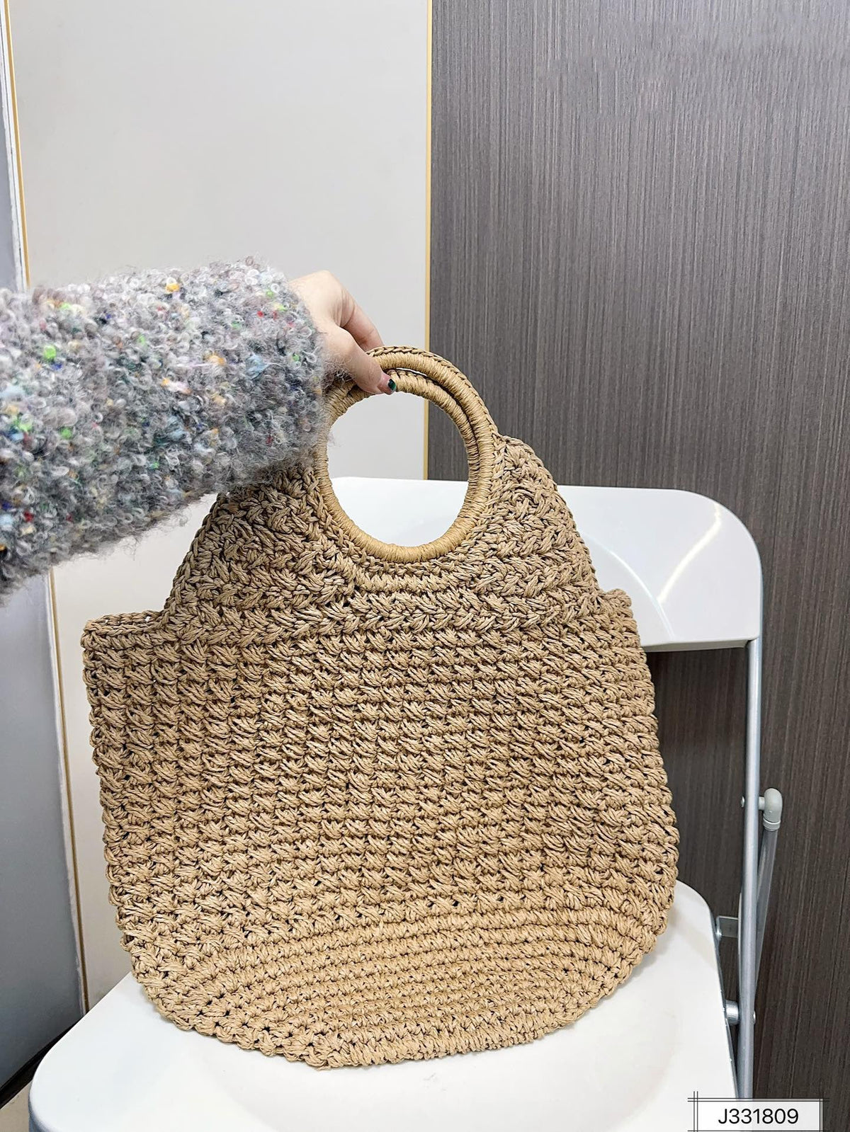 YSL Saint Laurent Summer Raffia Tote Bag — view 6