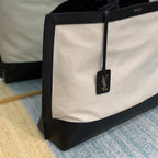 YSL Tag Hobo Bag - Beige/Black — view 3