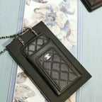 Chanel Quilted CC Phone Holder Wallet - Metallic Ivory — view 3