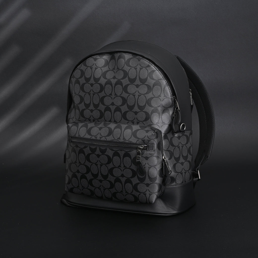 Coach West Backpack – Signature Canvas in Black/Grey - Black/Grey Monogram Pattern — view 6