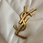 YSL Loulou Puffer Toy Quilted Lambskin Shoulder Crossbody Bag with Chain Strap White — view 5
