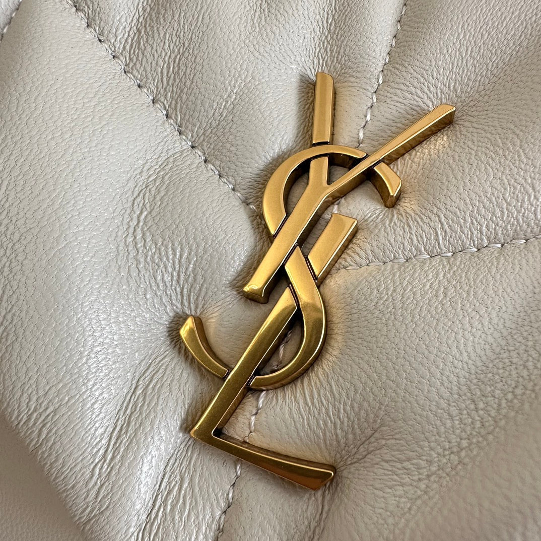YSL Loulou Puffer Toy Quilted Lambskin Shoulder Crossbody Bag with Chain Strap White — view 5