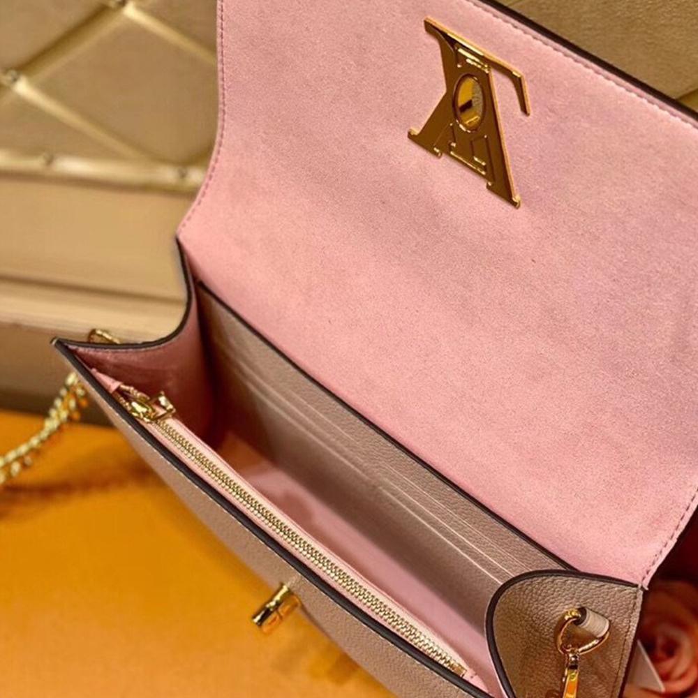 LV Twist Chain Wallet Light Pink Grain Leather — view 4