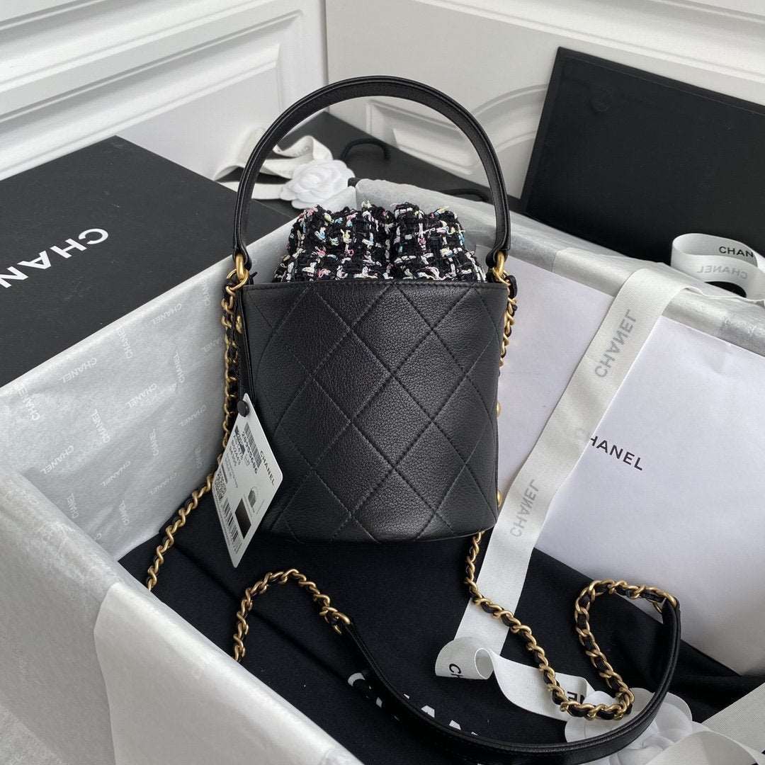 Chanel 2020 Tweed Soul Bucket Bag Black — view 2
