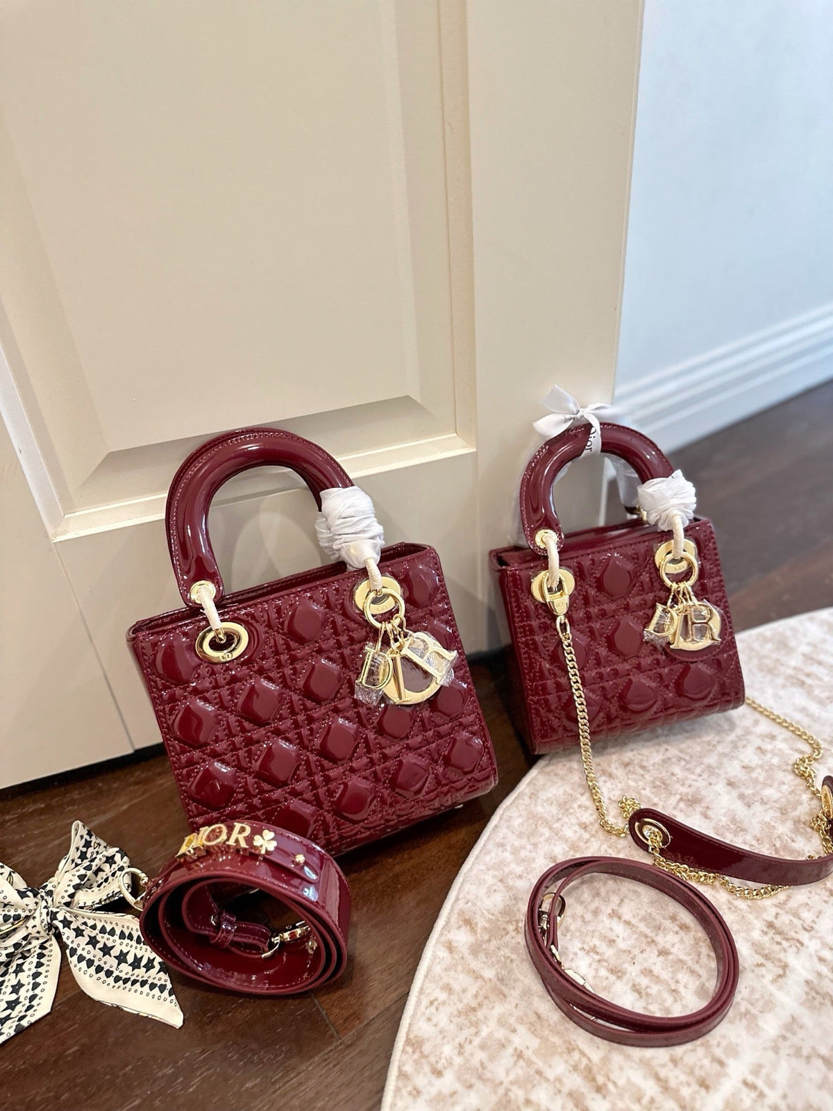 Lady Dior Burgundy Leather Bag — view 3