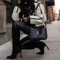 Saint Laurent Mini Le 5 a 7 Leather Hobo Bag - Black — view 3