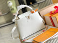 LV Capucines MM Taurillon Leather Handle Shoulder Bag with White Flower Strap — view 1