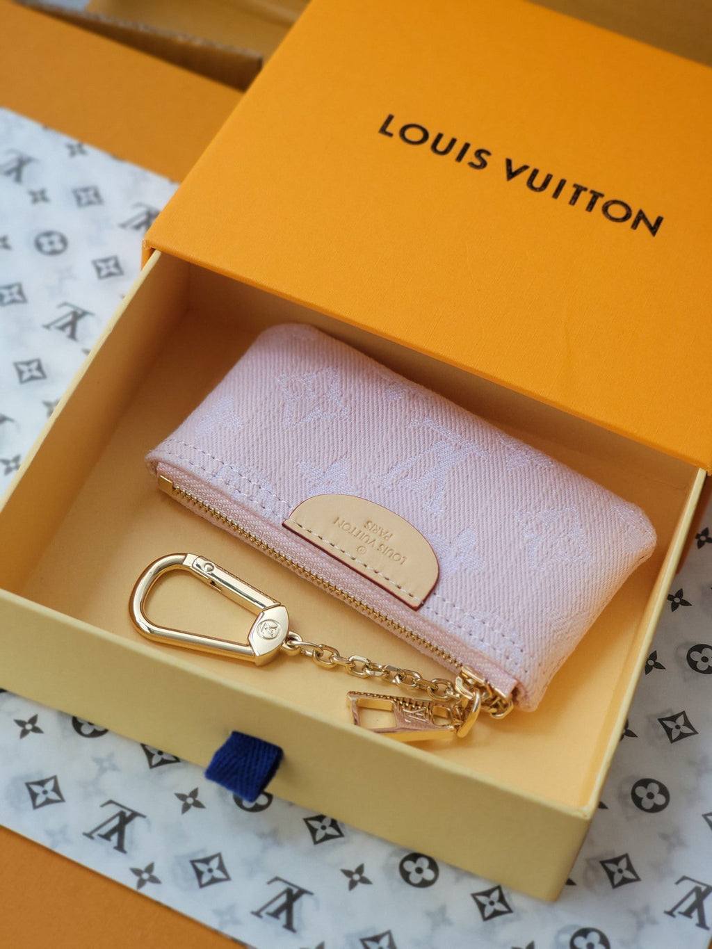 LV Denim Key Pouch - Pink — view 6