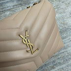YSL Small Loulou 23 Beige Leather Gold Shoulder Bag — view 5
