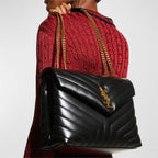 Saint Laurent Loulou Medium YSL Chain Shoulder Bag - Black — view 4