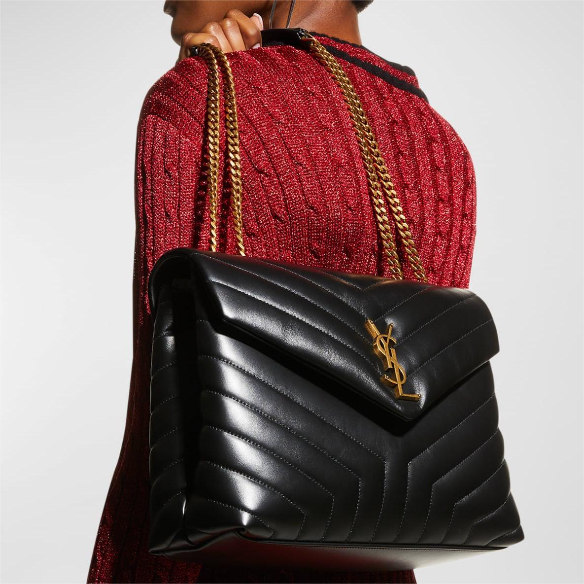 Saint Laurent Loulou Medium YSL Chain Shoulder Bag - Black — view 4