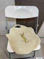 YSL Saint Laurent Summer Raffia Tote Bag — view 12