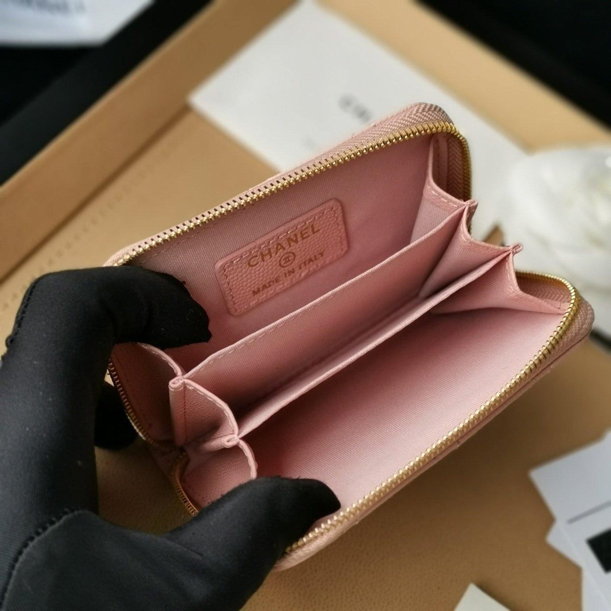 Chanel Navy Wallet Pink - Navy with Pink Accents — view 6