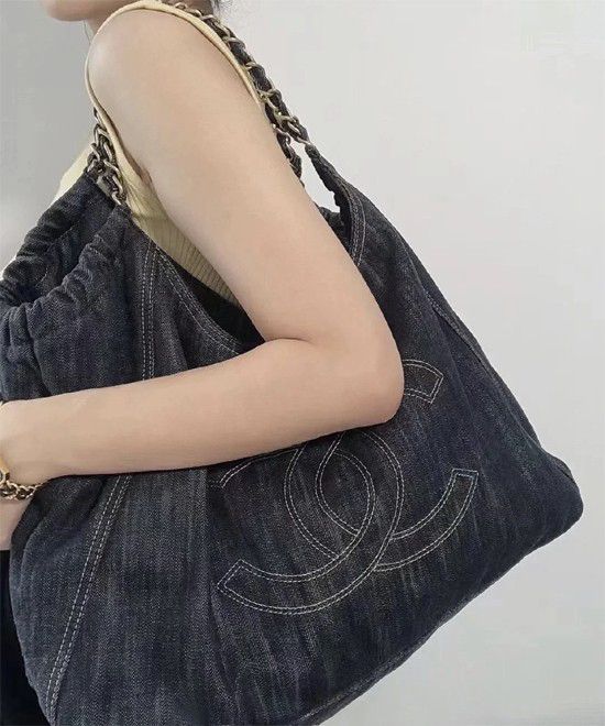 YSL Large Capacity Denim Tote Bag - Demin — view 2