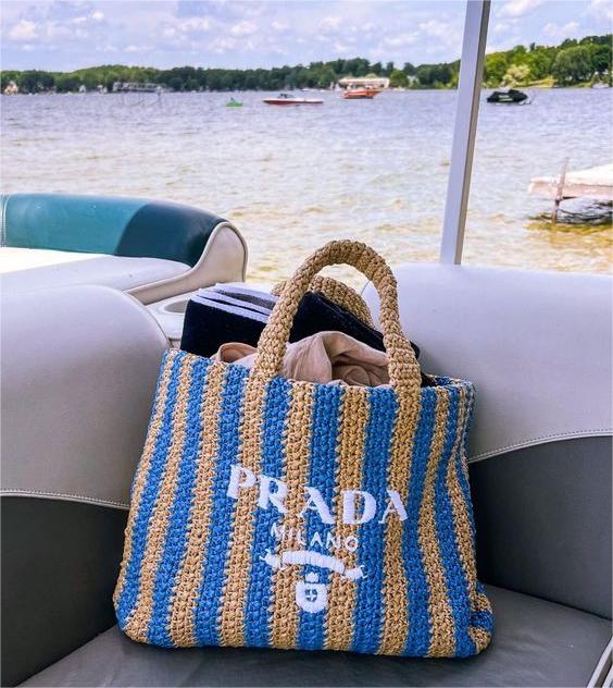 Prada Raffia Bag - Blue — view 1