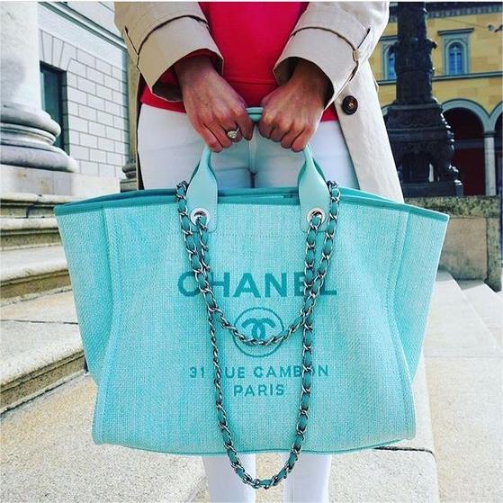 Cloth Chanel Totes - Blue — view 3