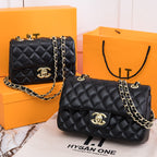 Chanel CF Classic Flap in Black Lambskin Handbag — view 3