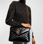 Saint Laurent Loulou Medium YSL Chain Shoulder Bag - Black — view 3