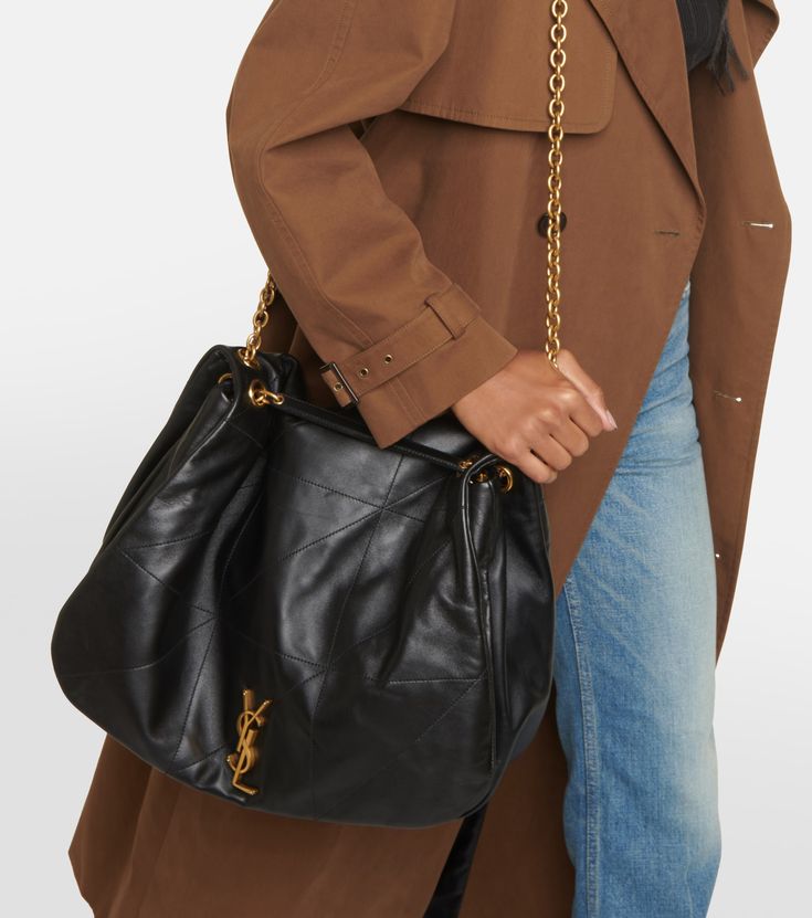 YSL Saint Laurent Chain Leather Shoulder Bag - Black — view 1