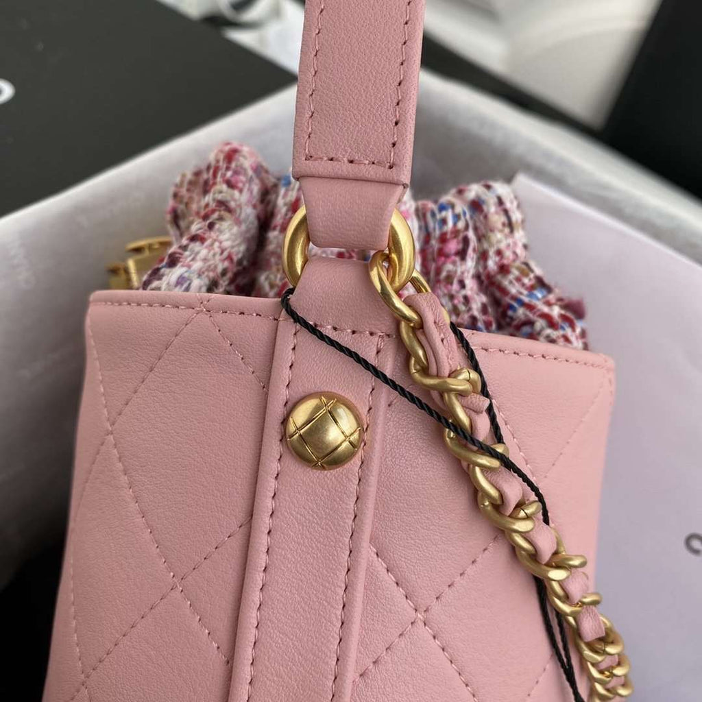 Chanel 2020 Tweed Soul Bucket Bag Pink — view 6