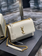 YSL Medium Sunset Bag 22 White Lambskin Gold Tone — view 6